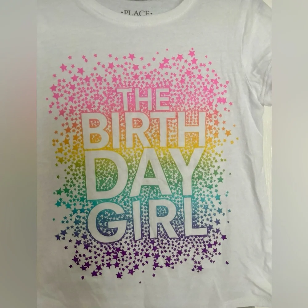 The Children's Place White Birthday Girl Tee Size M7/8